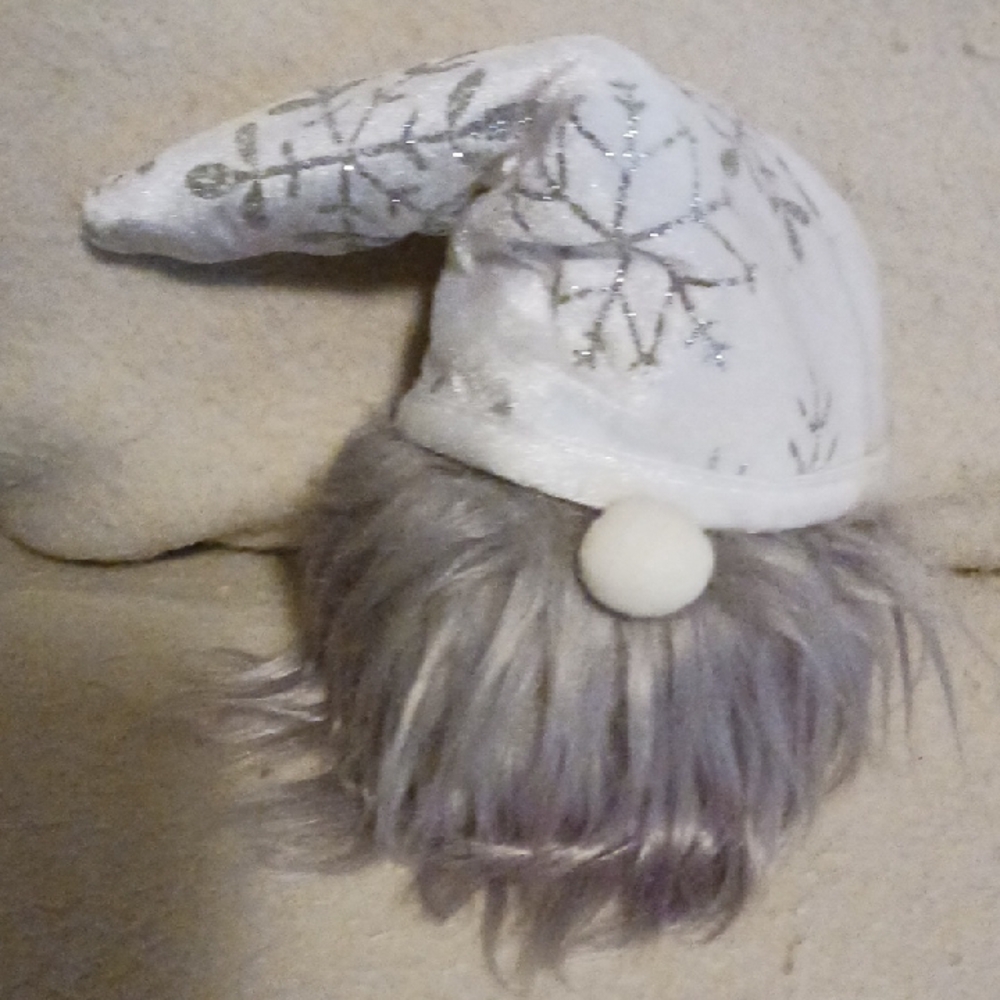 White and Silver Gnome Plush Decor
